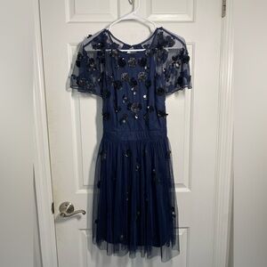 Navy Blue Backless Dress